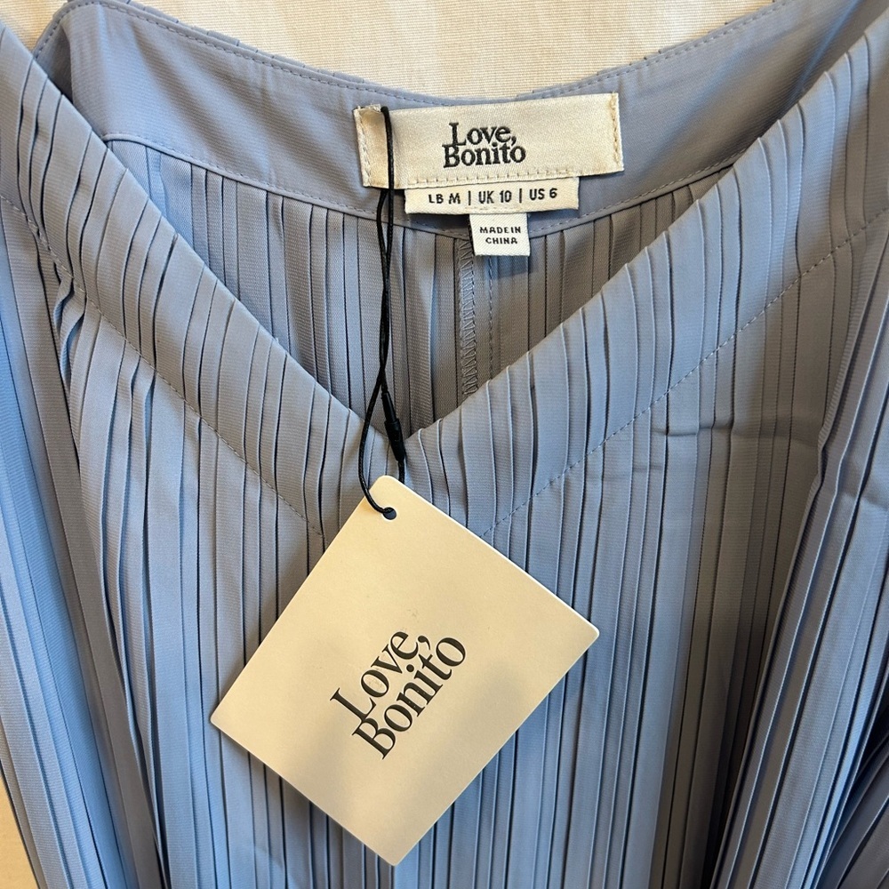 NWT Love Bonito Baby Blue Sabine Pleat Wide Leg Jumpsuit - Picture 4 of 6